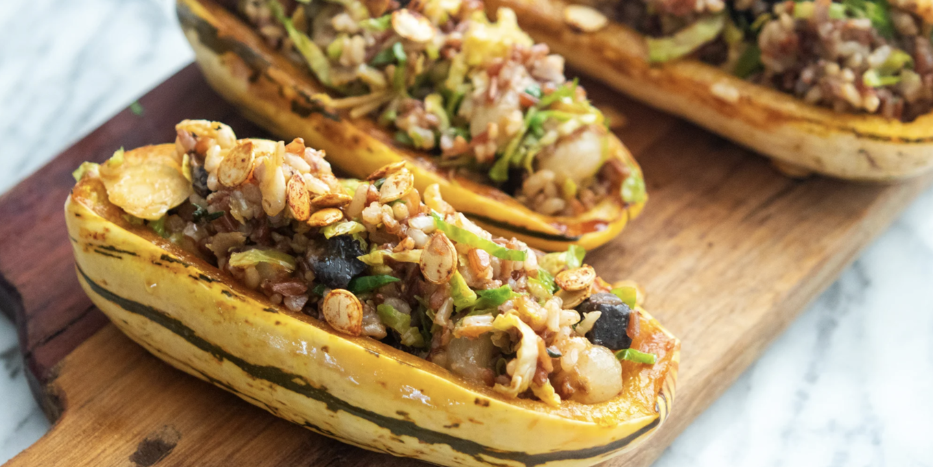 Giada’s Wild Rice Stuffing in Squash Boats